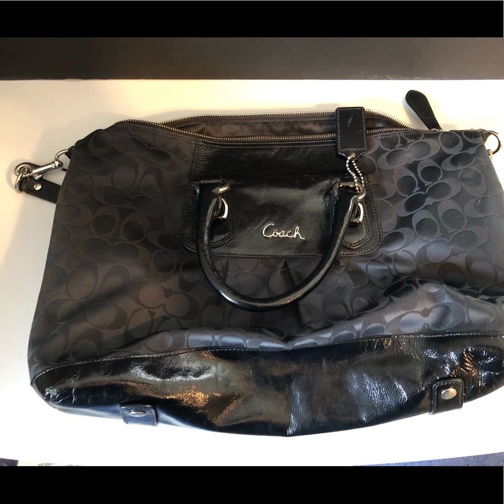 Coach Ashley Signature Black Handbag